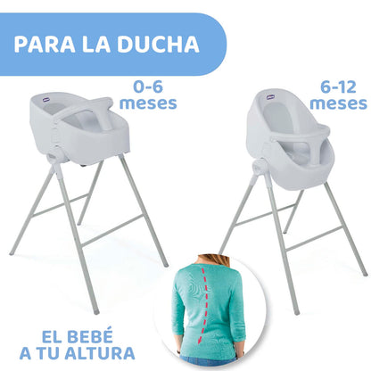 Chicco Bañera alta para Bebé Bubble Nest, Color Gris. Función 2 en 1 con doble modalidad. Compatible con tinas y regaderas, ideal para bebés de 0 a 12 meses de edad