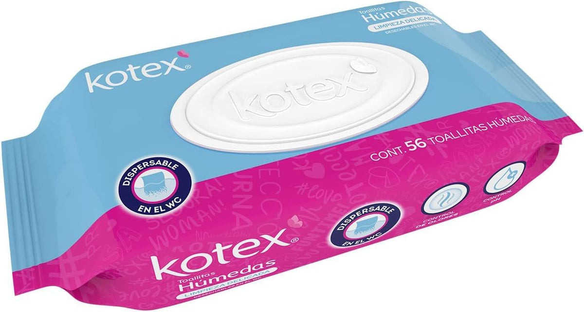 Kotex Toallitas Húmedas para Higiéne Íntima, 1 paquete con 56 piezas + Garnier Skin Active Agua micelar desmaquillante, 400ml