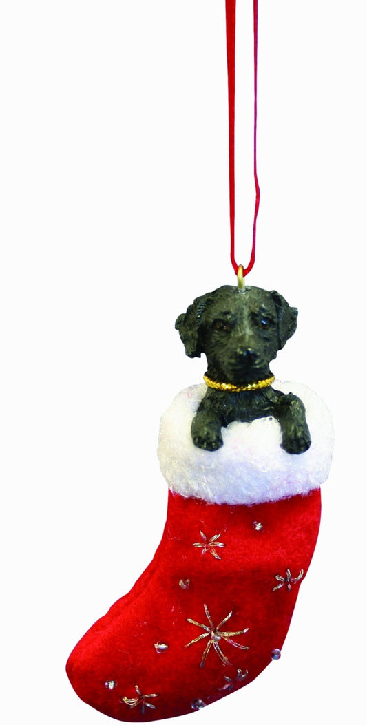 E&S Pets Adorno de Navidad con diseño de Labrador Negro con Texto Papá Noel Pintado a Mano y Cosido Detalle