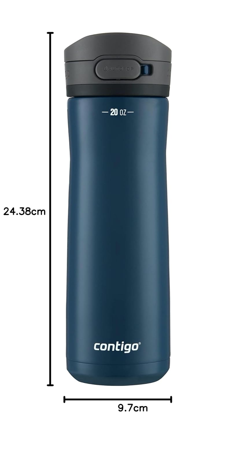 Contigo Jackson Chill 2.0 Botella de agua con tapa AUTOPOP | Acero inoxidable, 20 onzas, color arándano opaco