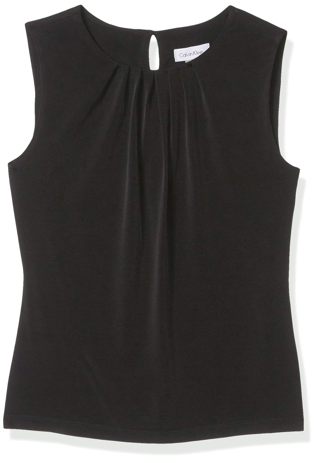 Calvin Klein Camiseta sin Mangas con Cuello Plisado para Mujer | Cuello plisado, sin mangas, capas, trabajo, salir, cena