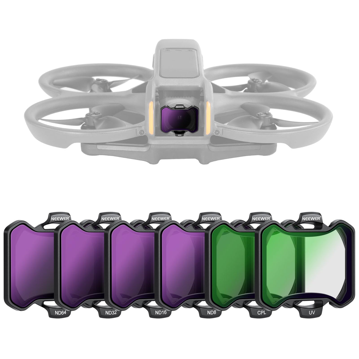 NEEWER Juego de 4 Filtros ND8/16/32/64 para Dron DJI Avata 2 - Avata2 - Paquete de 6 filtros ND&UV&CPL