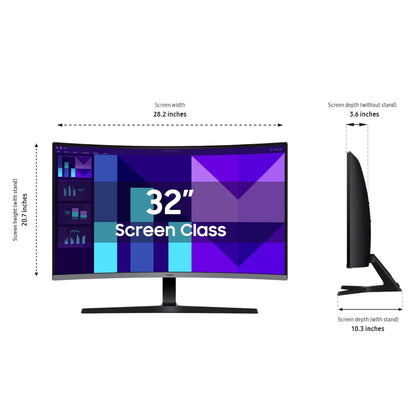 Samsung Monitor Curvo S3 de 32 Pulgadas (S39GD) FHD 100Hz, Modo de Juego, Modo de Ahorro de Ojos, Conectividad Múltiple con Puerto HDMI, Altavoces Integrados, LS32D396GANXZA, 2025