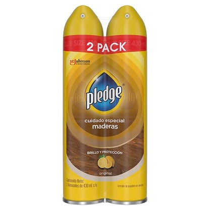 Pledge Madera Lustrador de Muebles en Aerosol Original, 2 Unidades de 430ml