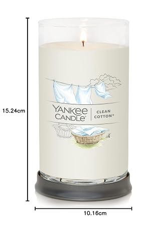 Yankee Candle Clean Cotton Signature - Vela de pilar mediano, 14 onzas, color blanco