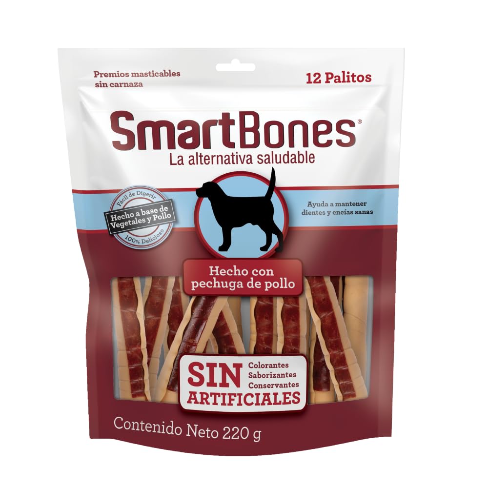 SmartBones Premios para Perro palitos Pollo y Vegetales sin aditivos 12 pzs