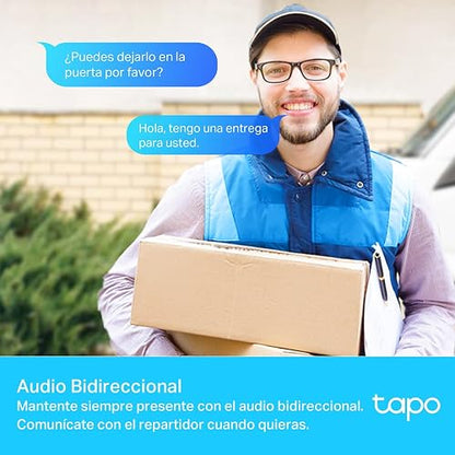 TP-Link Tapo C320WS Cámara de Seguridad WiFi Exterior - Resolución 2K - Cobertura 360° - Visión Nocturna a Color - Detección de Movimiento - Alarma de Luz y Sonido - 512GB - App Tapo - Protección IP66