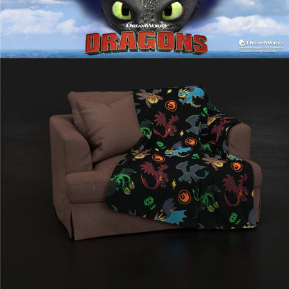 Franco How to Train Your Dragon - Ropa de Cama para niños sin Dientes súper Suave y acogedora, 46 x 60 Pulgadas, (Producto con Licencia Oficial)