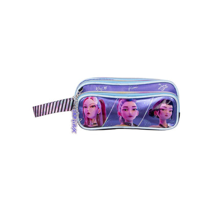 Ruz Lapicera Triple Infantil, Kpop Demon Hunters Cera para Cabello | 100% Poli?ster, Medidas 23 X 10 X 8 Cm, Estuche Escolar para Ni?as con Tres Compartimentos y Pr?ctico Cierre de Cremallera
