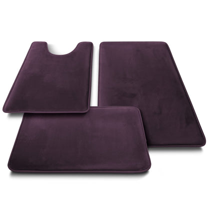 Clara Clark - Juego de 2 Alfombrillas de baño de Espuma viscoelástica de Terciopelo para baño, Antideslizantes, con Respaldo de PVC, Lavables, se Seca rápidamente, Color Morado