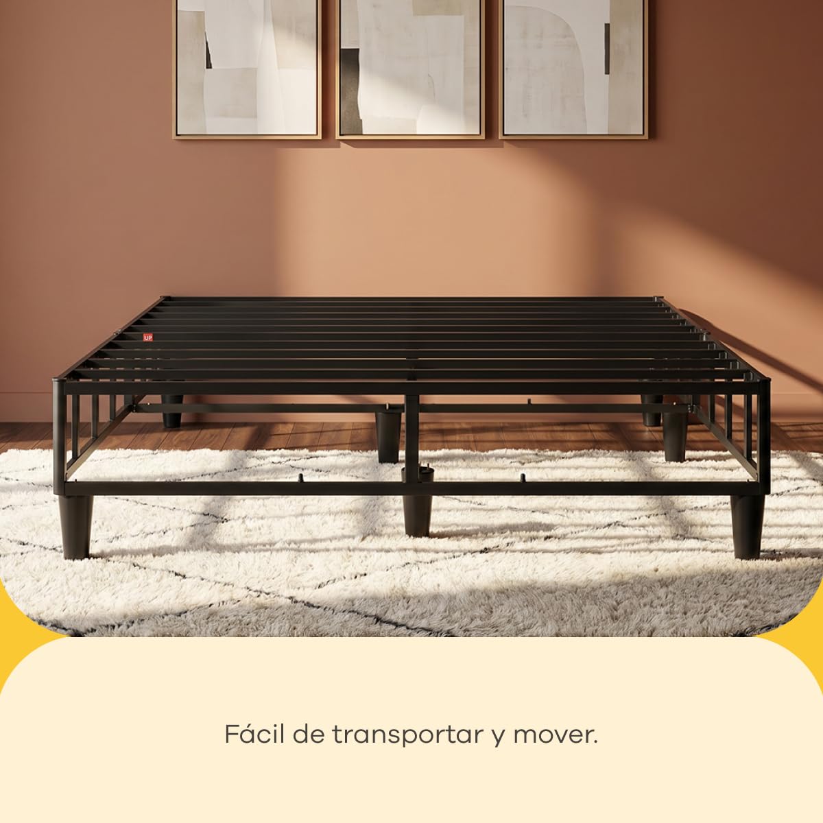 Nooz Base de Cama Metal Individual Fácil Armado Sin Herramientas Resistente Acero Sin Ruido Ahorra Espacio