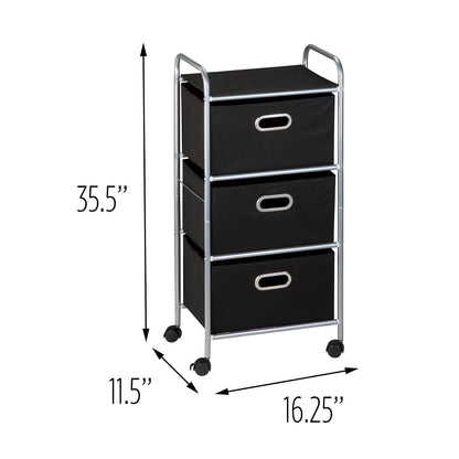 Honey-Can-Do CRT-02184 Rolling Storage Cart, Black/Chrome
