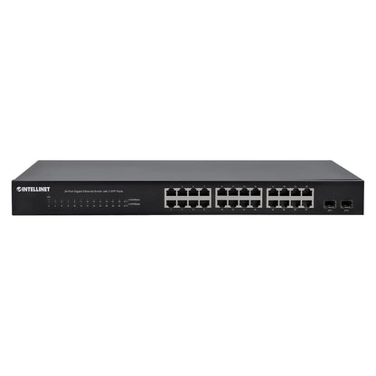 Switch Ethernet 24 Puertos Gigabit con 2 SFP, Conmutador de Red 10/100/1000 para Rack 19 Pulgadas, Network Switch para Servidor, Router, 52 Gbps Intellinet 561044