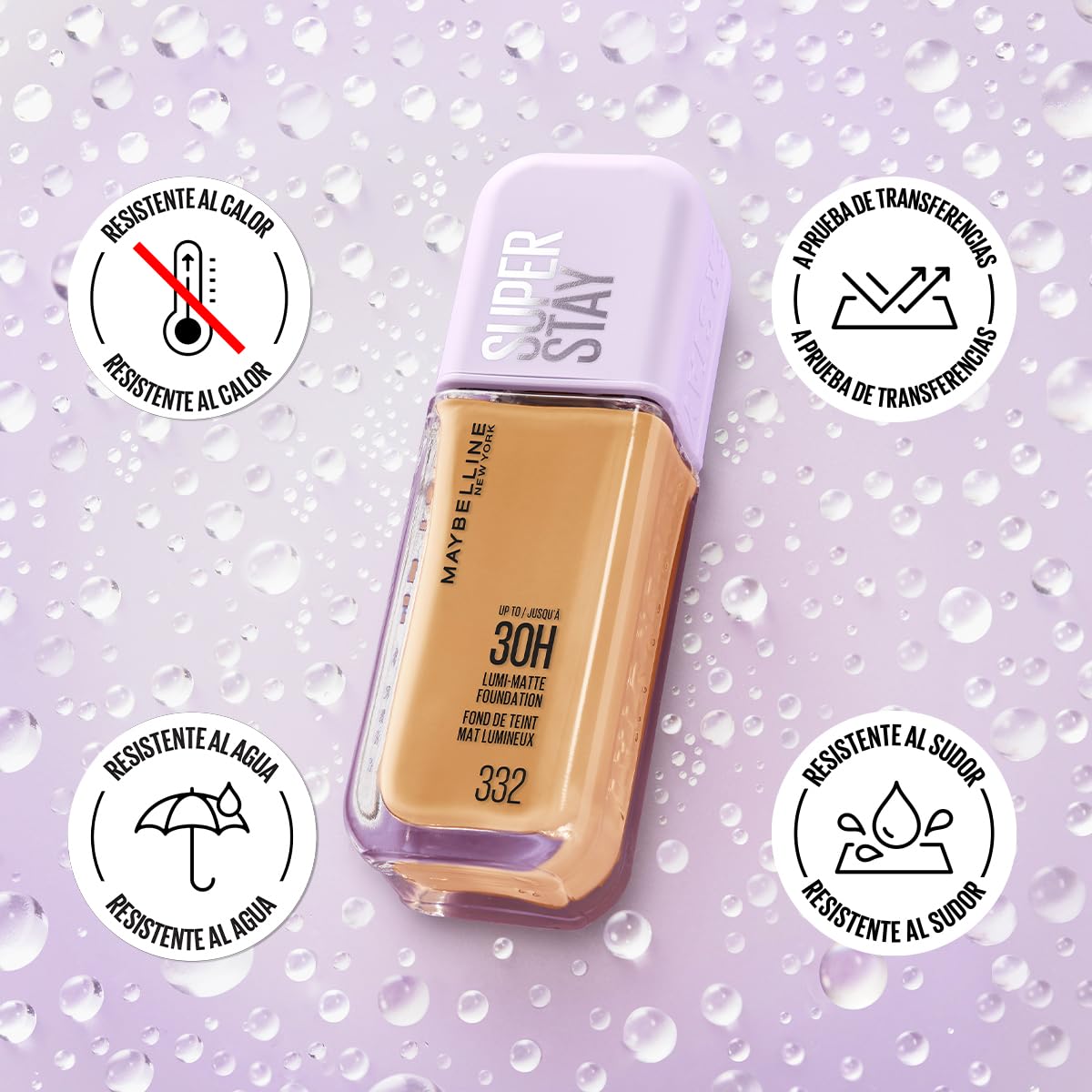 Maybelline Super Stay Lumi Matte Base de Maquillaje Líquida, Alta Cobertura con Acabado Mate Luminoso, Tecnología Lightwear 30H de Duración, Tono 128, 30 ml