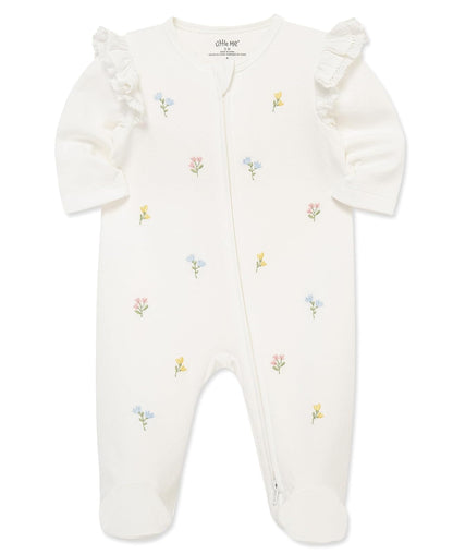 Little Me 100% Cotton Scratch Free Tag Footie Romper Sleeper Juego de pies y gorras Bebé-Niñas