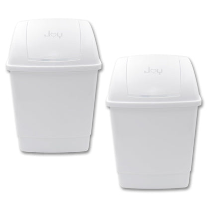 JOY Bote de Basura Con Tapa de Balancín, Paquete de 2, Capacidad 13 Litros, Cesto Rectangular de Plástico para Cocina y Baño, Ideal para Casa y Oficina, (27x23.5x41 cm) Color Blanco - BLANCO