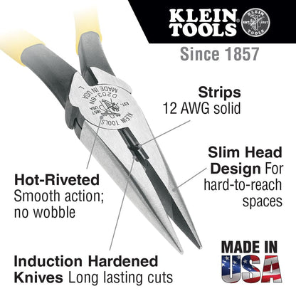 Klein Tools D203-8N Pinza de Punta, Pela Alambre 12 AWG.
