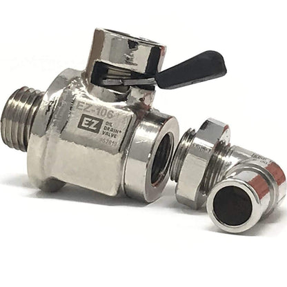 EZ Oil Drain Valve Válvula de Drenaje de Aceite con Extremo de Manguera Extraible en Forma de L, 14 mm-1.5, Plateado, EZ-106RL