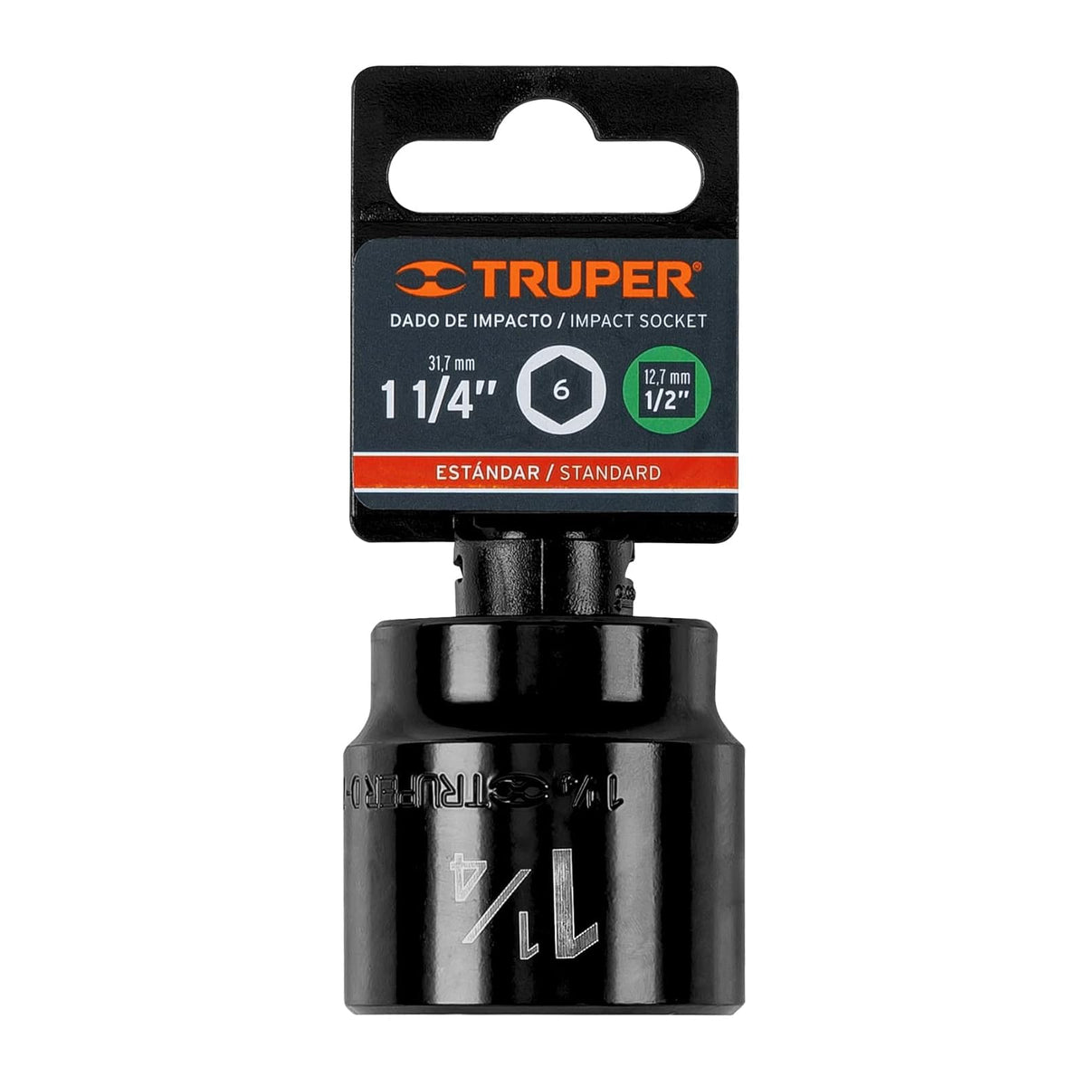 Truper D-7440-H, Dado de impacto, 6 puntas, cuadro 1/2" de 1-1/7"