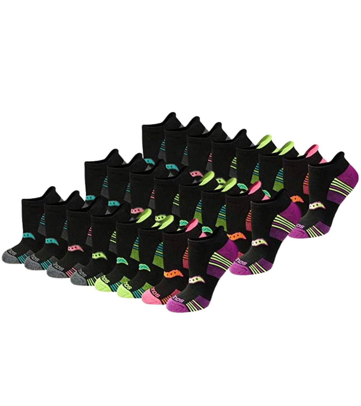 Saucony Calcetines Deportivos Heel Tab para Mujer - M - Negro Surtido (24 Pares)