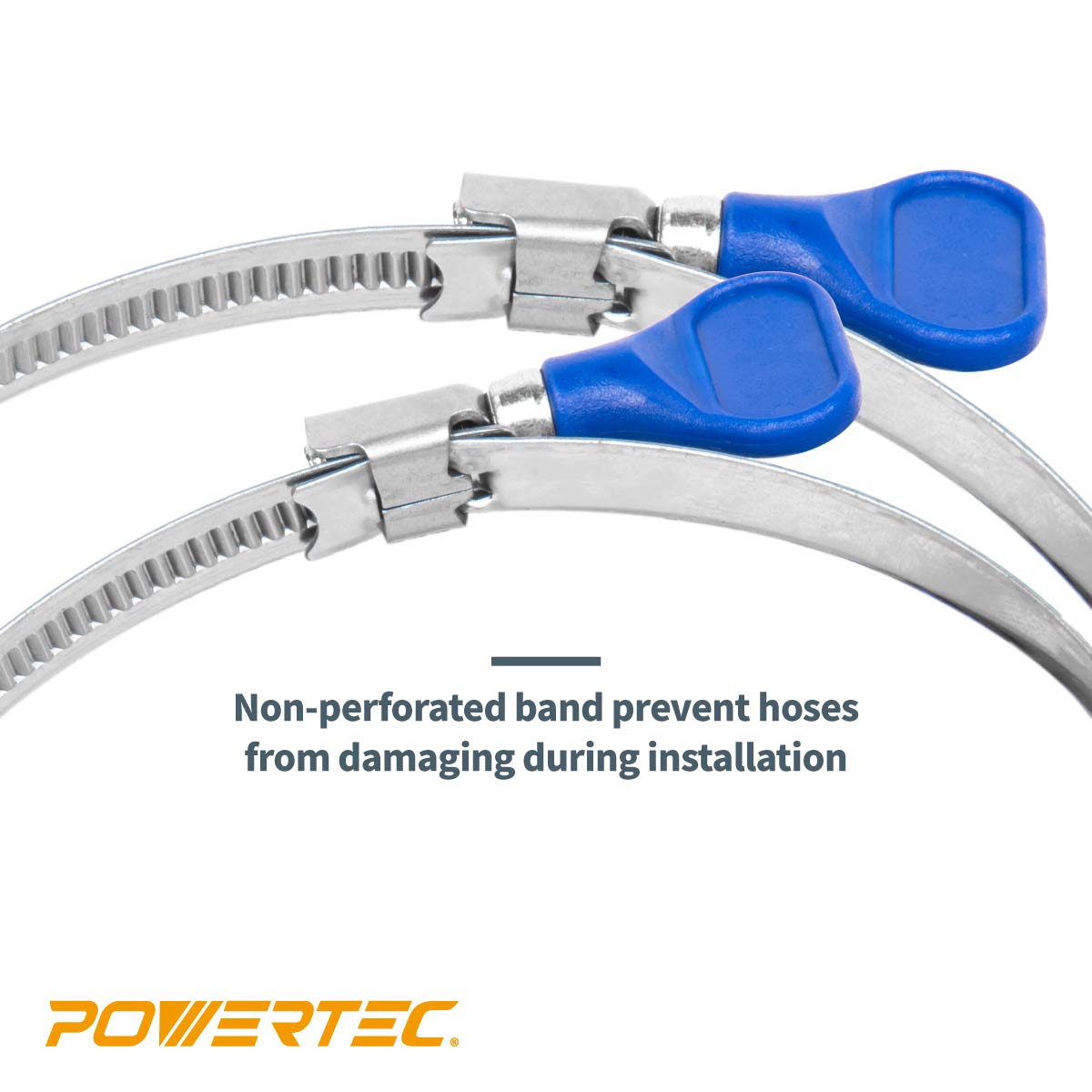 POWERTEC 70262V Abrazadera de manguera para llave de 2-1/2 Pulgadas Ajustable Acero inoxidable Abrazadera de manguera para colector de polvo y secadora manguera de venta, Abrazadera de tubo RV