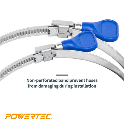 POWERTEC 70262V Abrazadera de manguera para llave de 2-1/2 Pulgadas Ajustable Acero inoxidable Abrazadera de manguera para colector de polvo y secadora manguera de venta, Abrazadera de tubo RV