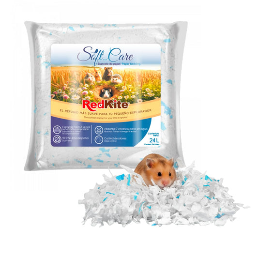 RedKite Sustrato de Papel Soft & Care para Pequeños Mamíferos Bedding Higiénico Altamente Absorbente Libre de Polvo 24 L