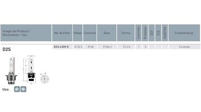 Hella 178560811 Foco Xenón D2S 4300K Standard Cristal UV Fácil Instalar Luz Fría Presentación Individual