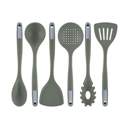 Restaurantware-Met Lux Juego de utensilios de cocina, 1 juego de utensilios de silicona, 6 piezas por juego, alta tolerancia al calor, utensilios de cocina de silicona verde, para utensilios de cocina