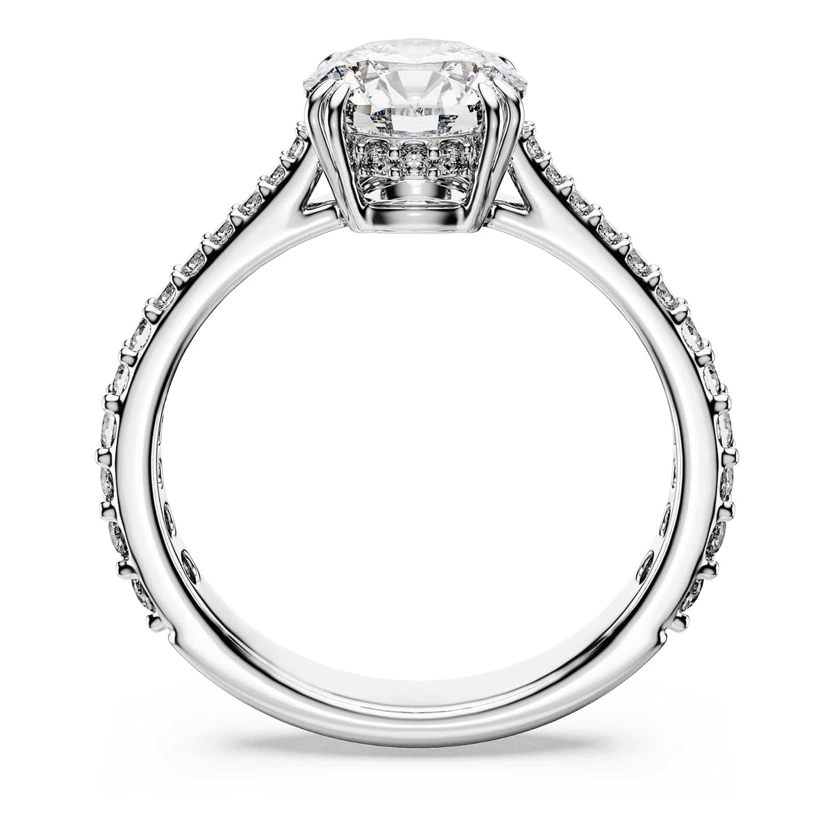 Anillo de cóctel Swarovski Stilla, corte redondo, Pavé, blanco, acabado plateado