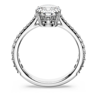 Anillo de cóctel Swarovski Stilla, corte redondo, Pavé, blanco, acabado plateado