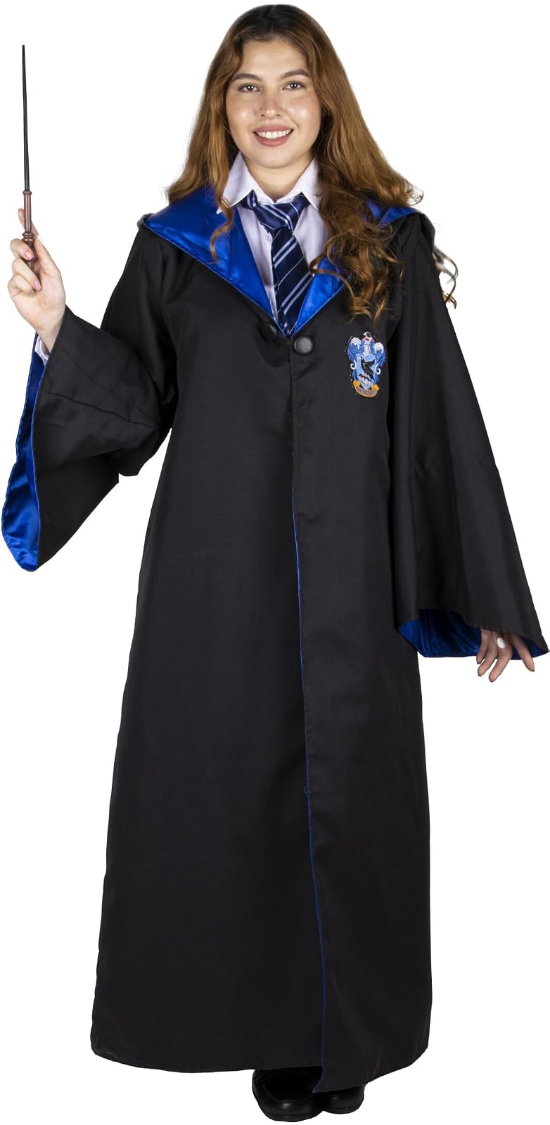 REV Disfraz Mujer Ravenclaw.Capa y Falda Harry Potter para Mujer.Capa Azul Ravenclaw. Disfraz de Poliéster para Adulto.Ideal para Halloween y Fiestas