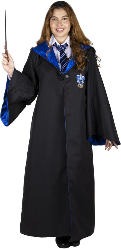 REV Disfraz Mujer Ravenclaw.Capa y Falda Harry Potter para Mujer.Capa Azul Ravenclaw. Disfraz de Poliéster para Adulto.Ideal para Halloween y Fiestas