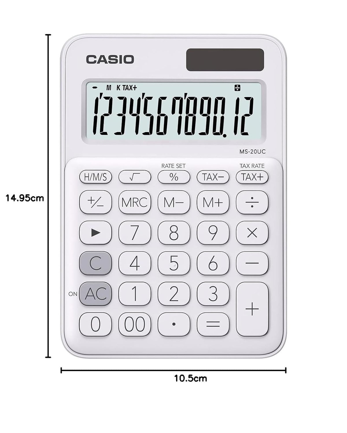 Casio Calculadora Escritorio | MS-20UC-WE | 12 dígitos | Blanca
