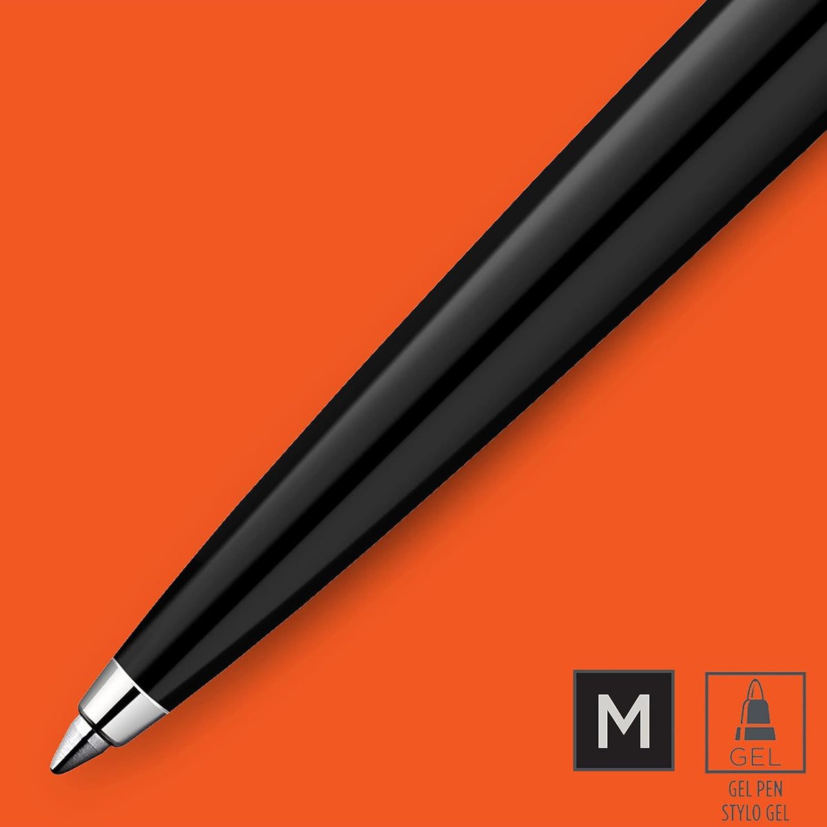 Parker Jotter Originals Bolígrafo de gel | 90s Retro acabado negro | Punta media (0,7 mm) | Tinta negra | 1 unidades