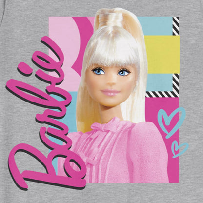 Barbie Cute Playera Casual Estampada para Niñas, Gris Jaspe