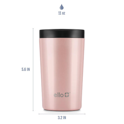 Ello Jones - Taza de café de viaje de acero inoxidable, 325 ml, Rosegold