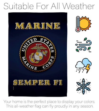 Bandera de Semper Fi del Cuerpo de Marines de los Estados Unidos con bandera de Semper Fi de doble cara para decoración de césped, regalo para casa, jardín, patio, bandera militar estadounidense,