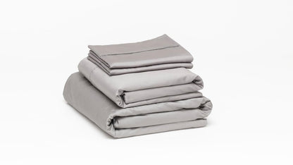Luuna Juego de Sábanas de Algodón Percal 400 Hilos - Gris - Individual