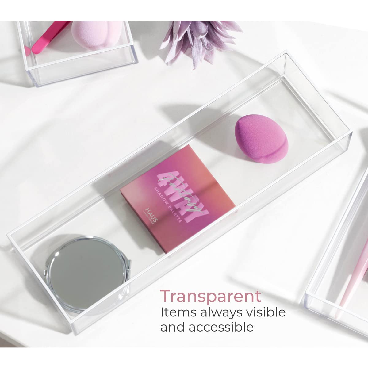 iDesign The Sarah Tanno Collection Organizador de cajones de plástico, 4 x 12 x 2 Pulgadas, Transparente