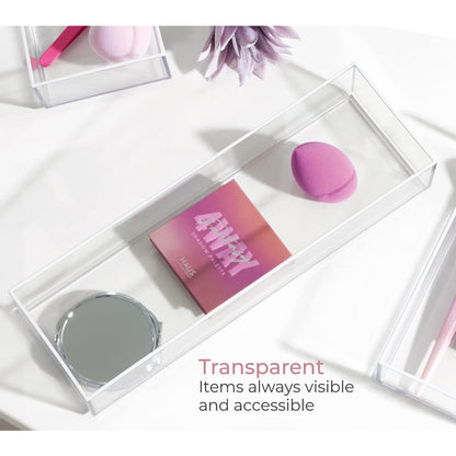 iDesign The Sarah Tanno Collection Organizador de cajones de plástico, 4 x 12 x 2 Pulgadas, Transparente