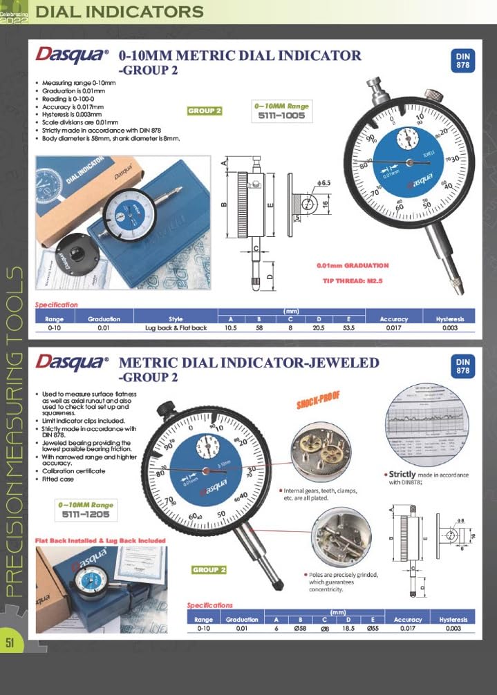 Pro Series by HHIP 4400-1101 - Indicador de esfera métrica, graduación de 0,01 mm, 0-10 mm