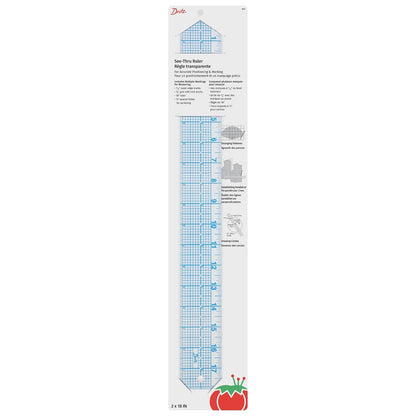 Dritz - Regla de costura transparente de 2 x 18 pulgadas, para posicionamiento y marcado, 2 x 18 pulgadas, transparente