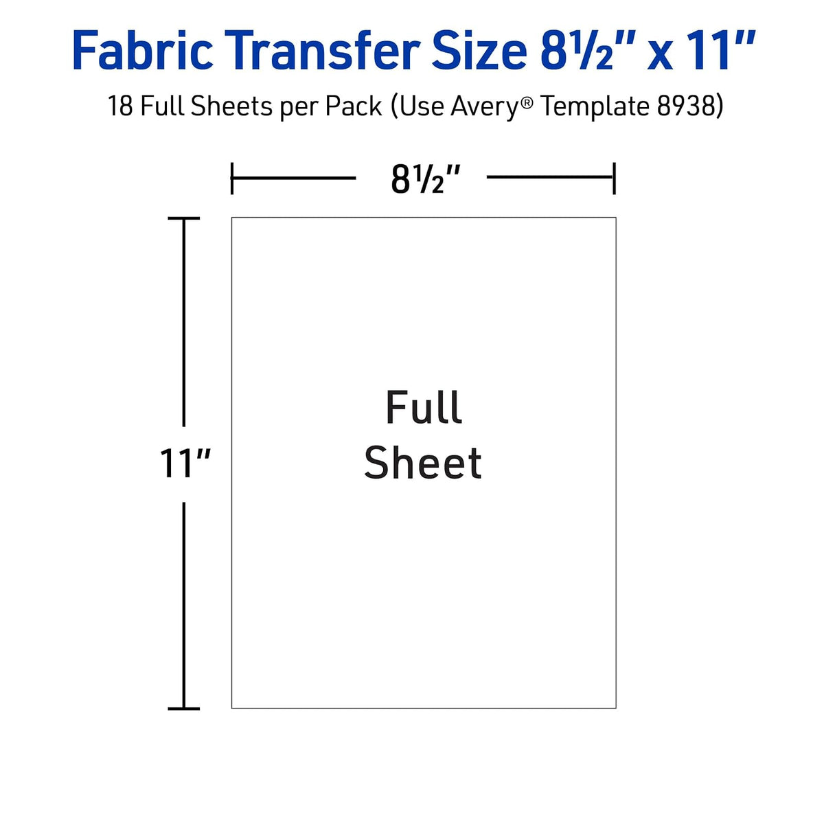 Avery 8938 Hojas de Transferencia Termina para Tela Algodón, Inkjet/Paquete con 18 Hojas, color Blanco