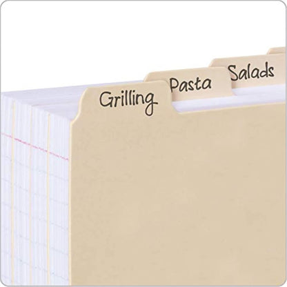 Guías para tarjetas Oxford con pestañas en blanco, 3 x 5 pulgadas, pestañas de corte 1/5, Manila, 100 por caja (40352)