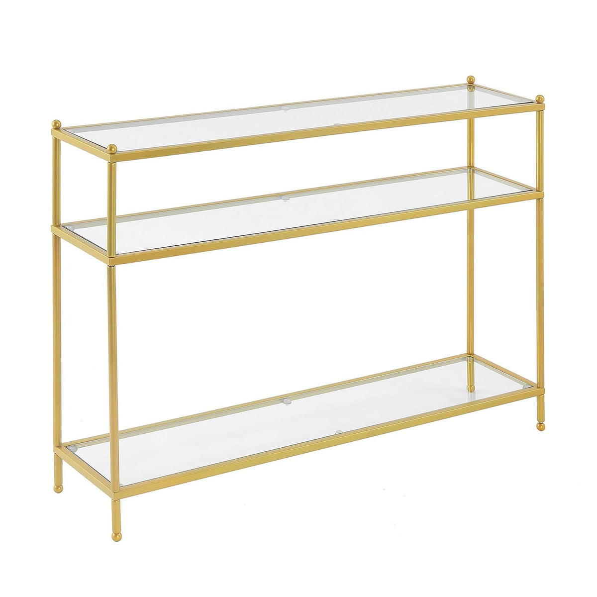 Convenience Concepts Royal Crest - Mesa Consola de Vidrio Transparente/Dorado