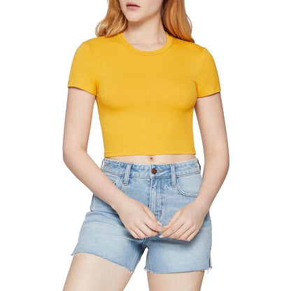 BCBGeneration Short Sleeve Baby Cropped Knit Top CamisetaMujer