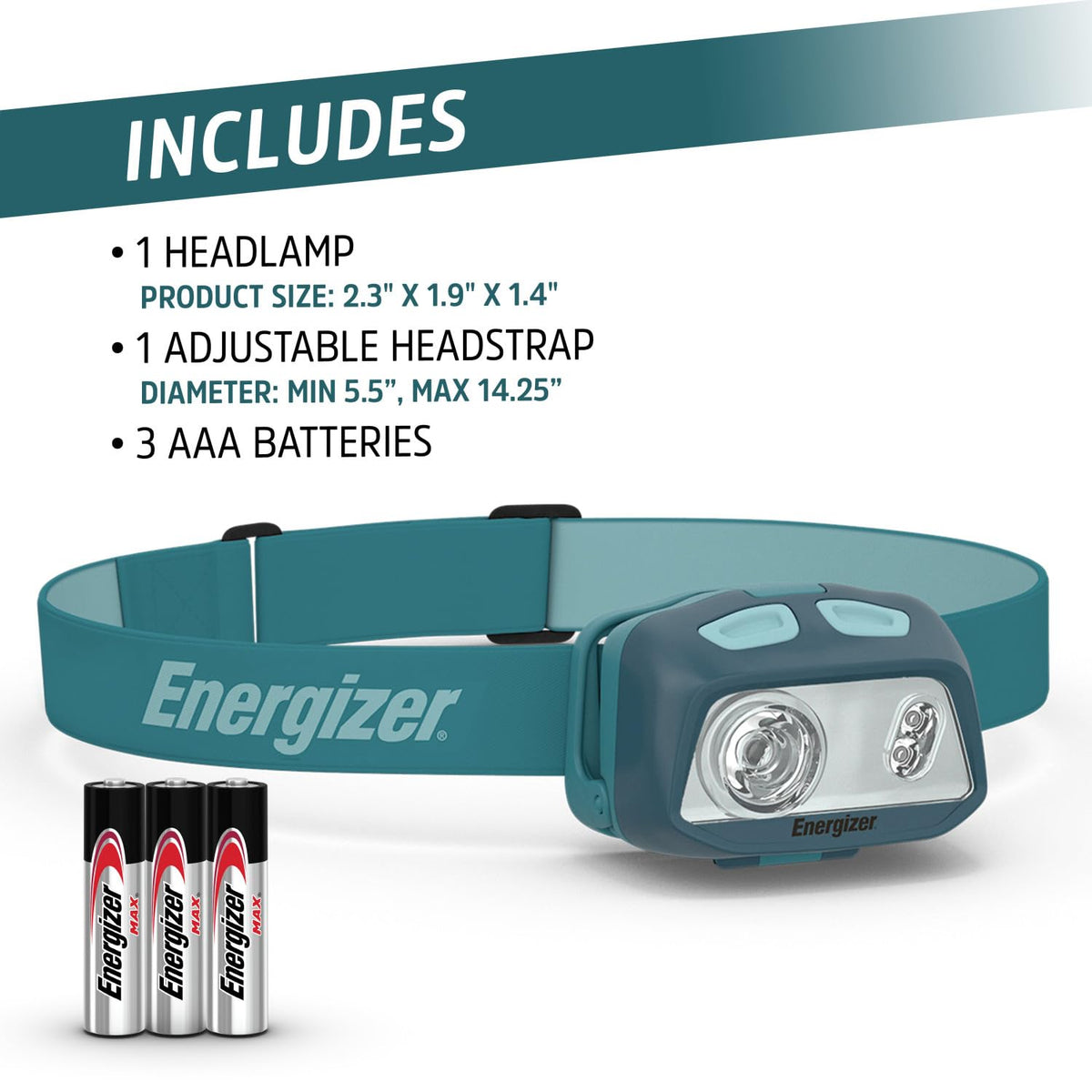 Energizer HDL40 - Faro LED 500 lúmenes, IPX7 impermeable, faro multicolor, luz manos libres, pilas incluidas
