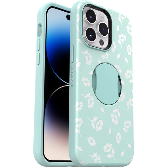 OtterBox - Funda para iPhone 14 Pro MAX OtterGrip Serie Symmetry - Poppies by The Sea (Azul), Agarre Integrado, Funda Elegante, se Ajusta a MagSafe, Bordes elevados para Proteger la cámara y la
