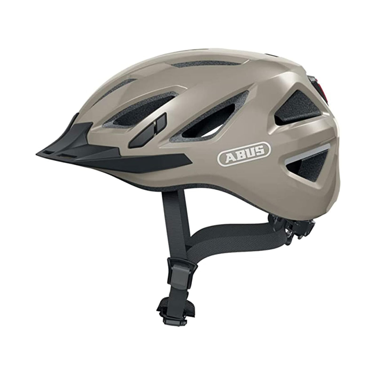 ABUS Stadthelm Urban-I 3.0 - Fahrradhelm mit Rücklicht, Schirm und Magnetverschluss - für Damen und Herren - S (51-55 cm) - Gris (monument grey)